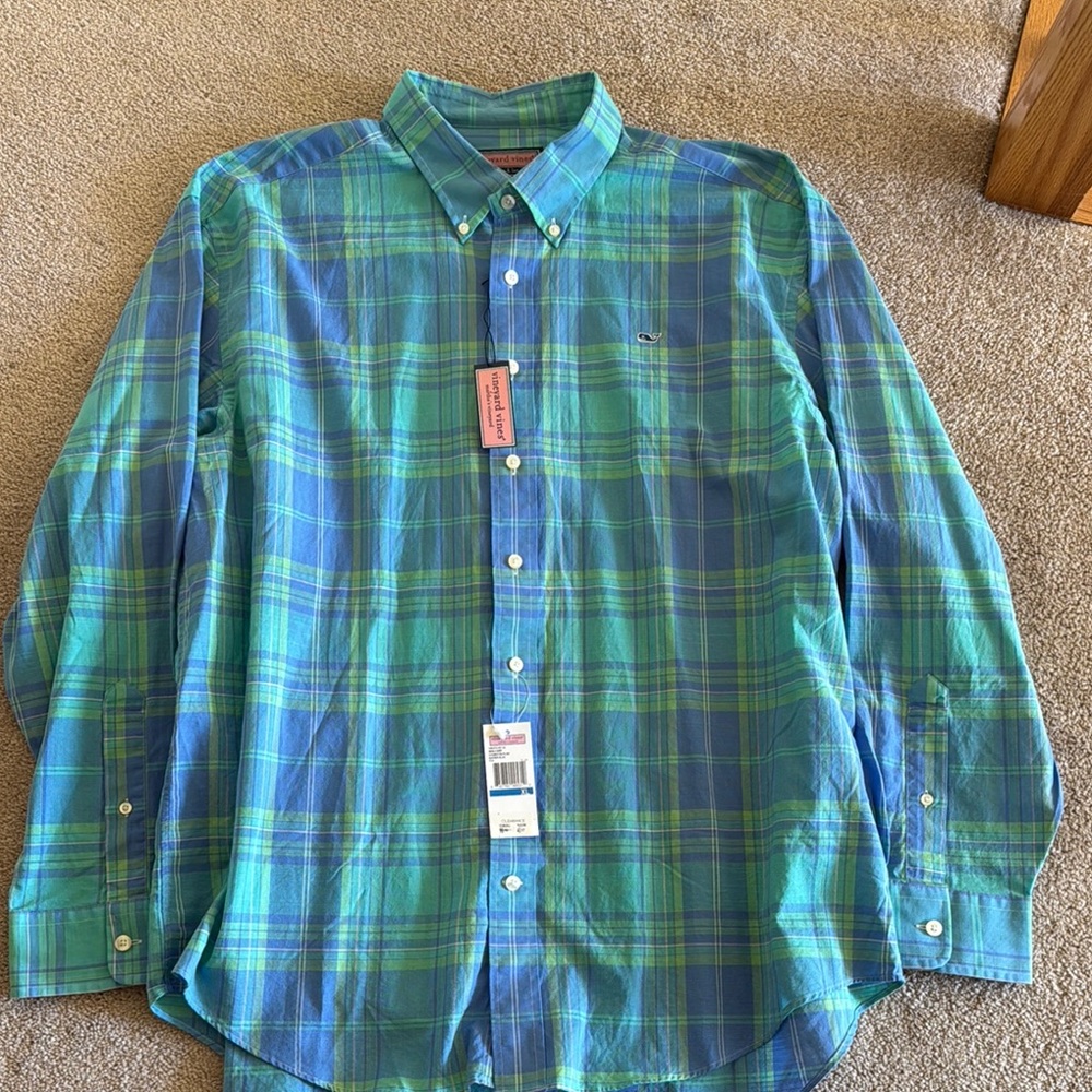 Vineyard Vines 100% Cotton Classic Fit Shirt Mens XL Covington Bayside Plaid